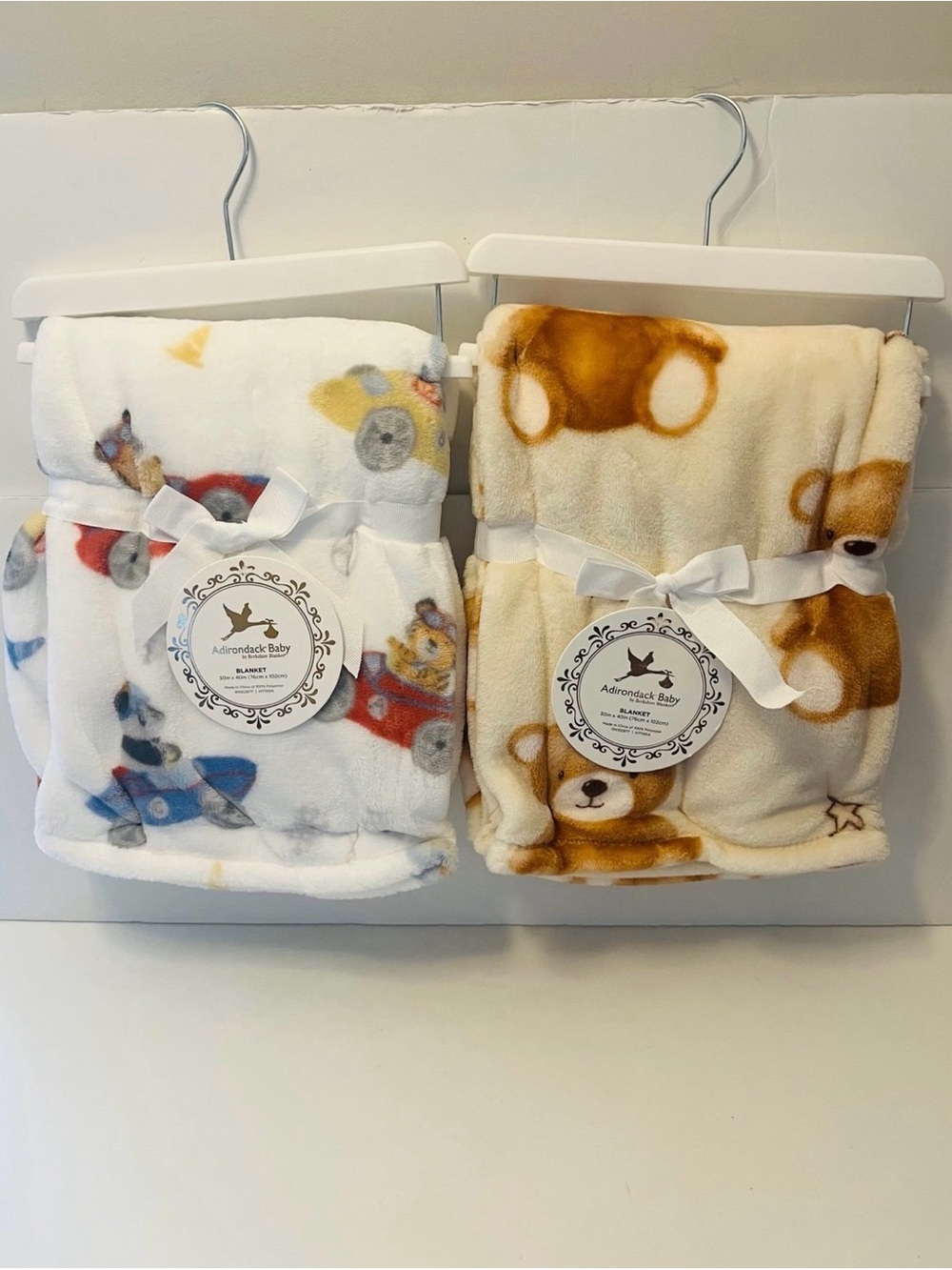 Adirondack Baby by Berkshire Lot of 2 Baby Blankets Bears Panda Tiger Race Cars